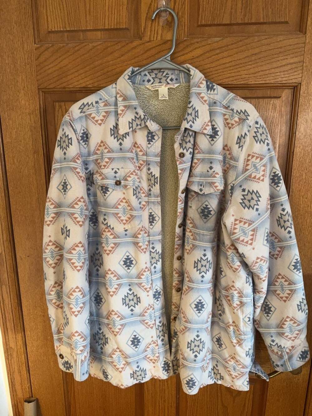 Cumberland Outfitters Sherpa Lined Southwestern Print Shirt Jacket Size L